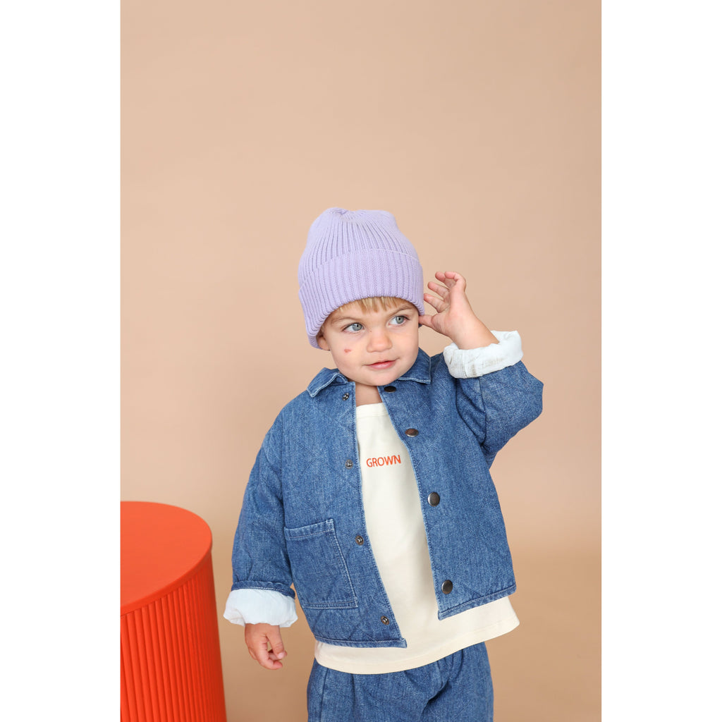 Grown Organic Cotton Knitted Pixie Beanie Iris