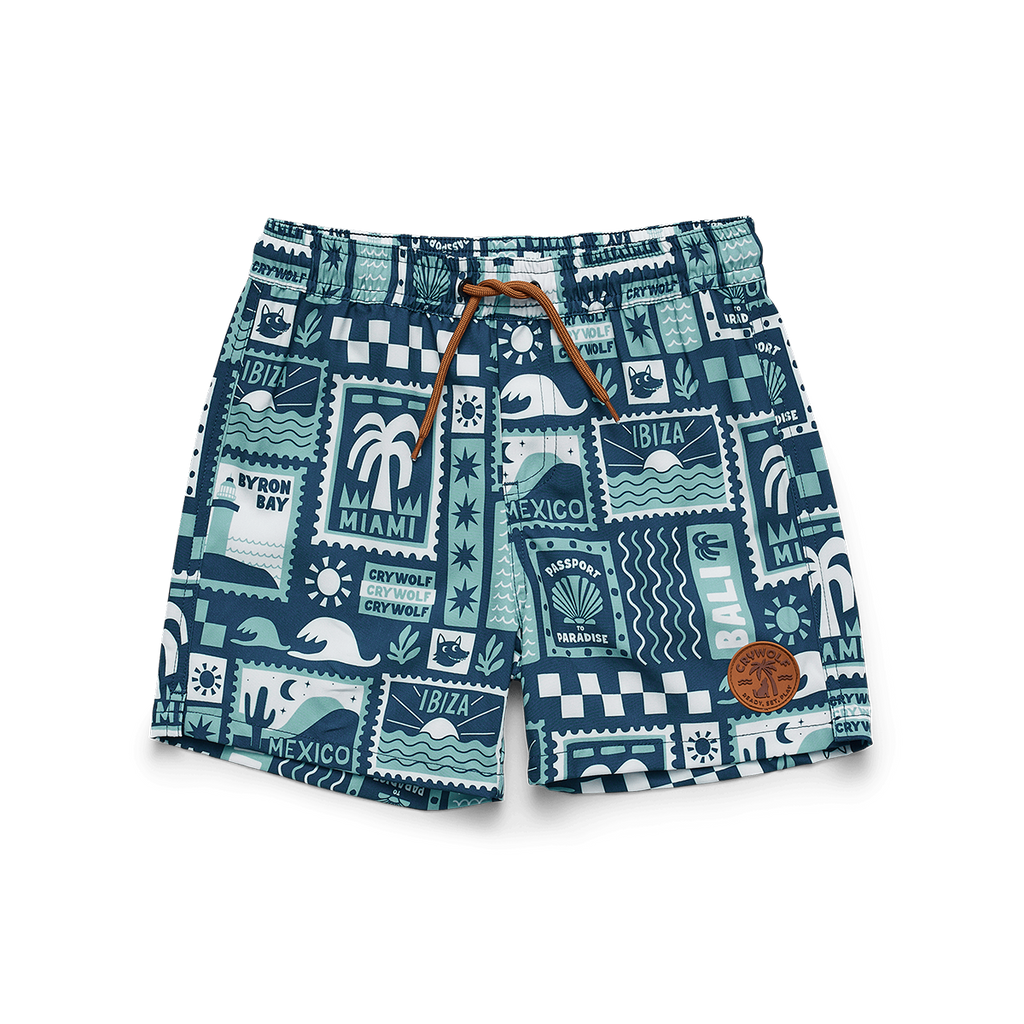 
CRYWOLF Board shorts blue postcards