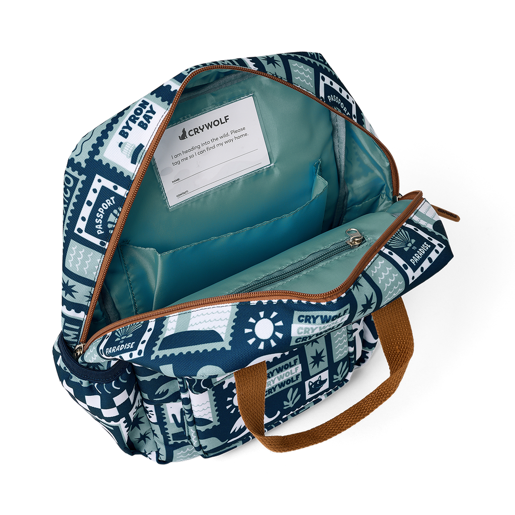 Crywolf mini backpack blue postcards