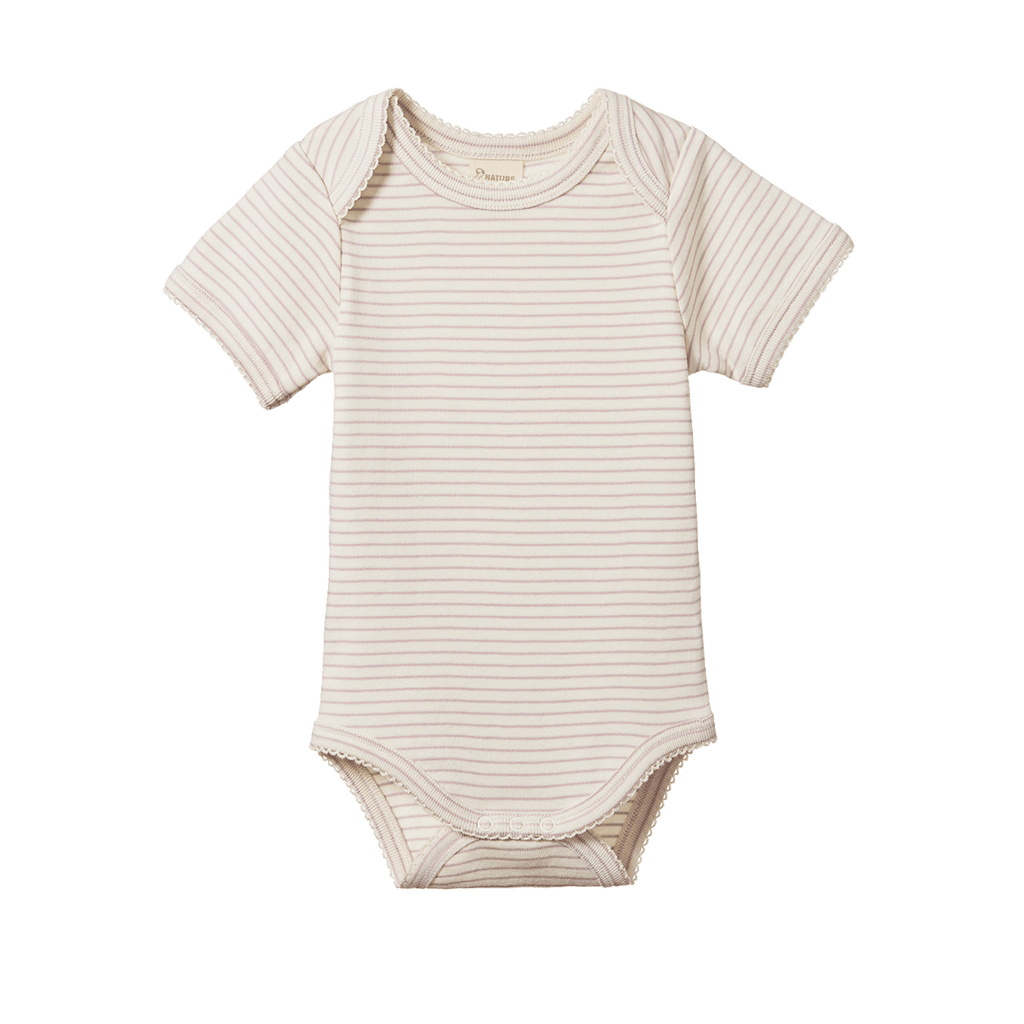 nature baby lilac pinstripe bodysuit