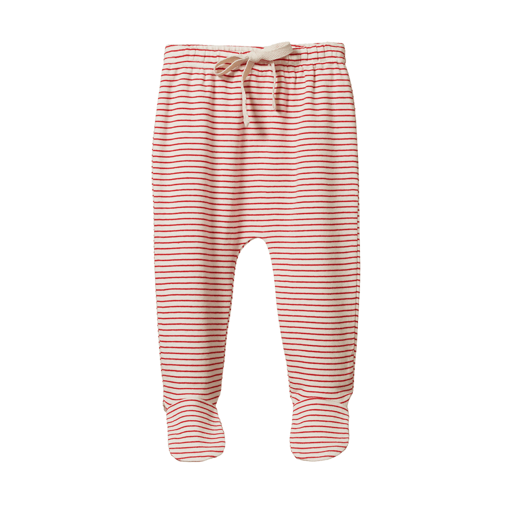 nature baby footed rompers red pinstripe