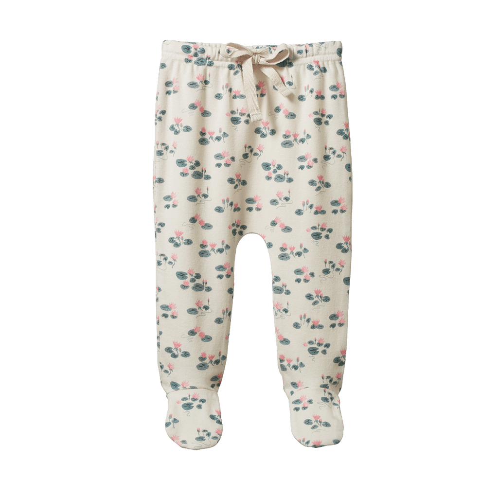 nature baby footed rompers waterlilies