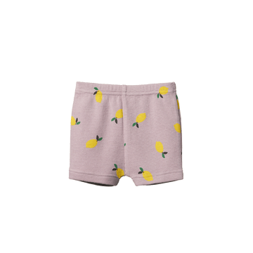 nature baby selby waffle shorts lilac lemon