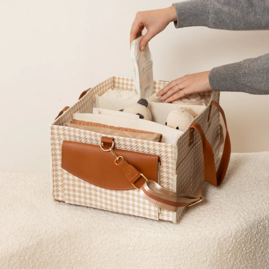 houndstooth tan bunnie caddie