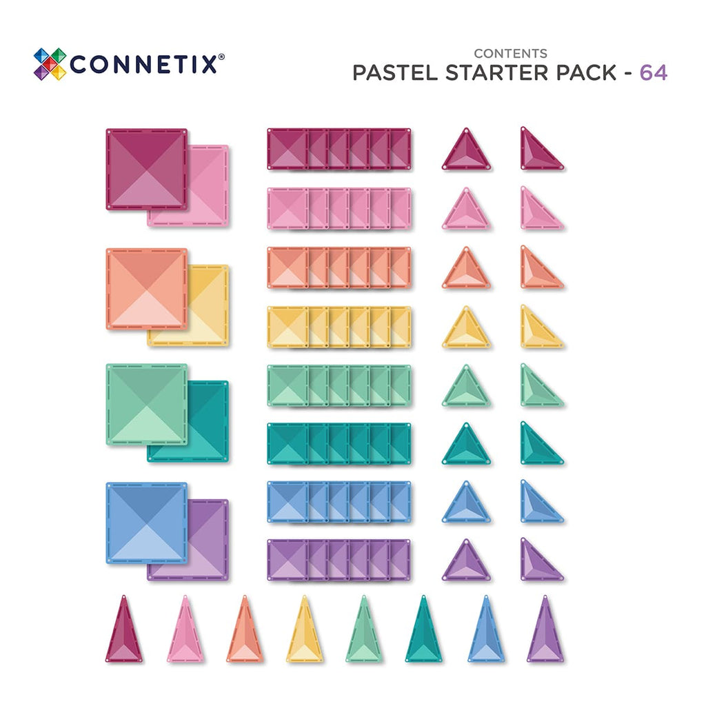 connetix pastel 64 piece starter pack